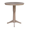 International Concepts Round Pedestal Table, 36 in W X 36 in L X 41.9 in H, Wood, Washed Gray Taupe K09-36RT-27B-6B-2